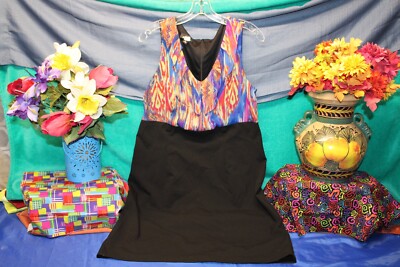 Alyx Women's Clothing Black & Colorful Sleeveless Sun-dress Gown Dress  Size 14
