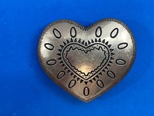 Silver and black color outlined HEART shaped cut out Vintage belt buckle