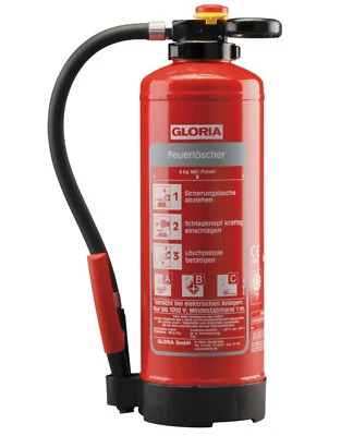 Gloria P6PRO – Profi Auflade Feuerlöscher (ABC) mit Wandhalter und Plakette