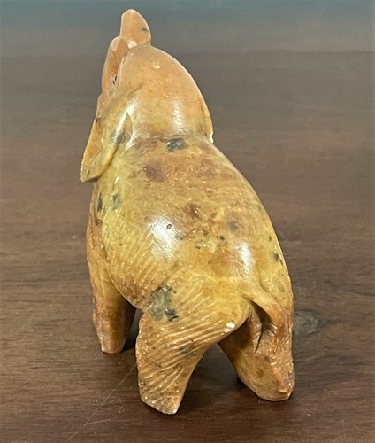 Brown & Cream Marble ? Carved Stone Elephant Figurine 2.75" - Picture 4 of 10