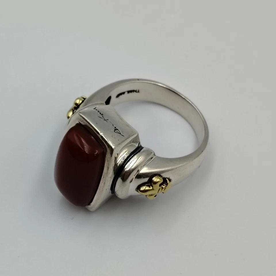 Anillo de cóctel Ann King de plata de ley 925 18 quilates cornalina flor de lis talla 8 Foto 2 de 4