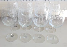 8 MIKASA CHEERS WINE GOBLETS POLKA DOTS AND STRIPES HOLDS 16 OZS