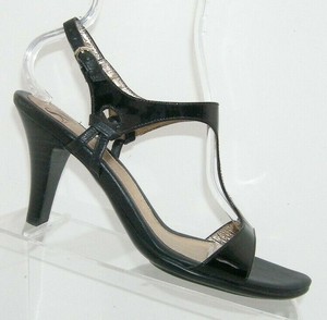 black t strap sandal heel