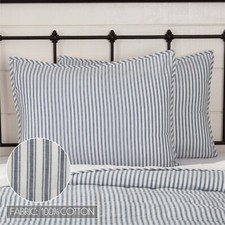 Sawyer Mill Blue Ticking Stripe Quilted Standard SHAM Country Farmhouse Creme