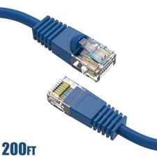200FT Cat5E RJ45 Network LAN Ethernet UTP Patch Cable Cord Gold Copper Wire Blue