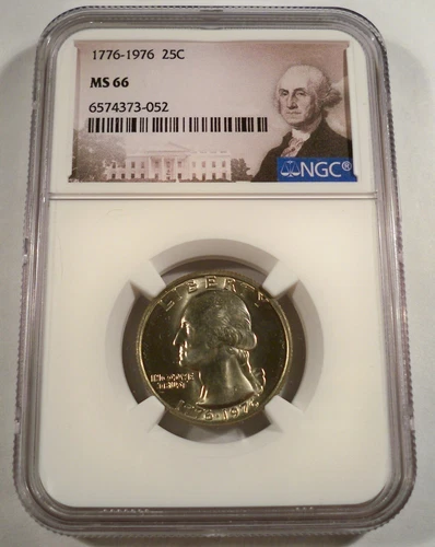 1976 NGC MS66 CLAD WASHINGTON QUARTER 25c BUSINESS STRIKE BEAUTIFUL GOLD MS 66