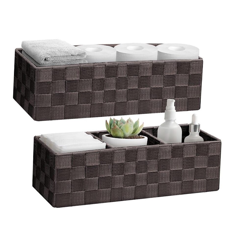 Storage Baskets with Lids for Organizing 8-Pack, 35Qt Woven 13Qt./2 PCS Brown-image