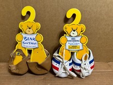 2 Pairs of Standard Build a Bear Footwear, Tan Sandals and Flag Sneakers