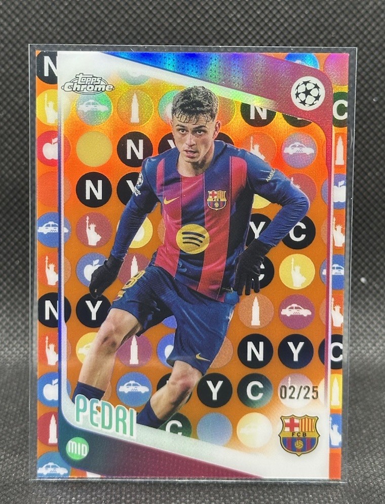 2025-26 Topps UEFA Pedri Big Apple Orange /25 #196 Fanatics Fest UCC Barcelona