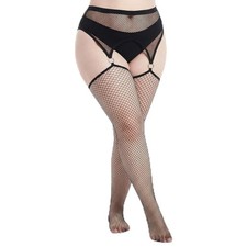 Quilax Plus Size Fishnet Stockings for Women, Plus Size Thigh High Stockings,...