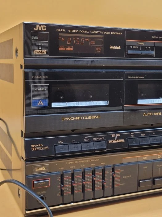 JVC DR-E2LBK Stereo Receiver Double Cassette Deck Digital Synthesizer Tuner HiFi - Bild 2 von 4