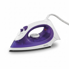 1400W Steam Electric Iron Non Stick Soleplate White & Purple Indicator Light