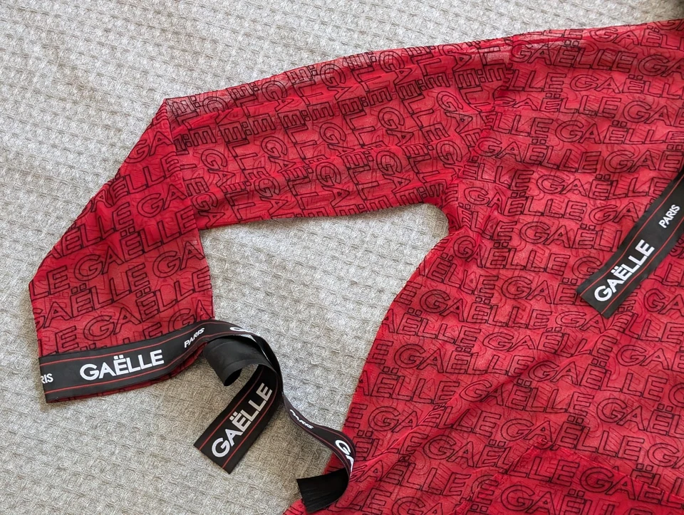 Gaelle Paris Felpa con Cappuccio Donna 44 Rosso Maglia Trasparente Logo Monogramma Made in Italy - Immagine 3 di 4