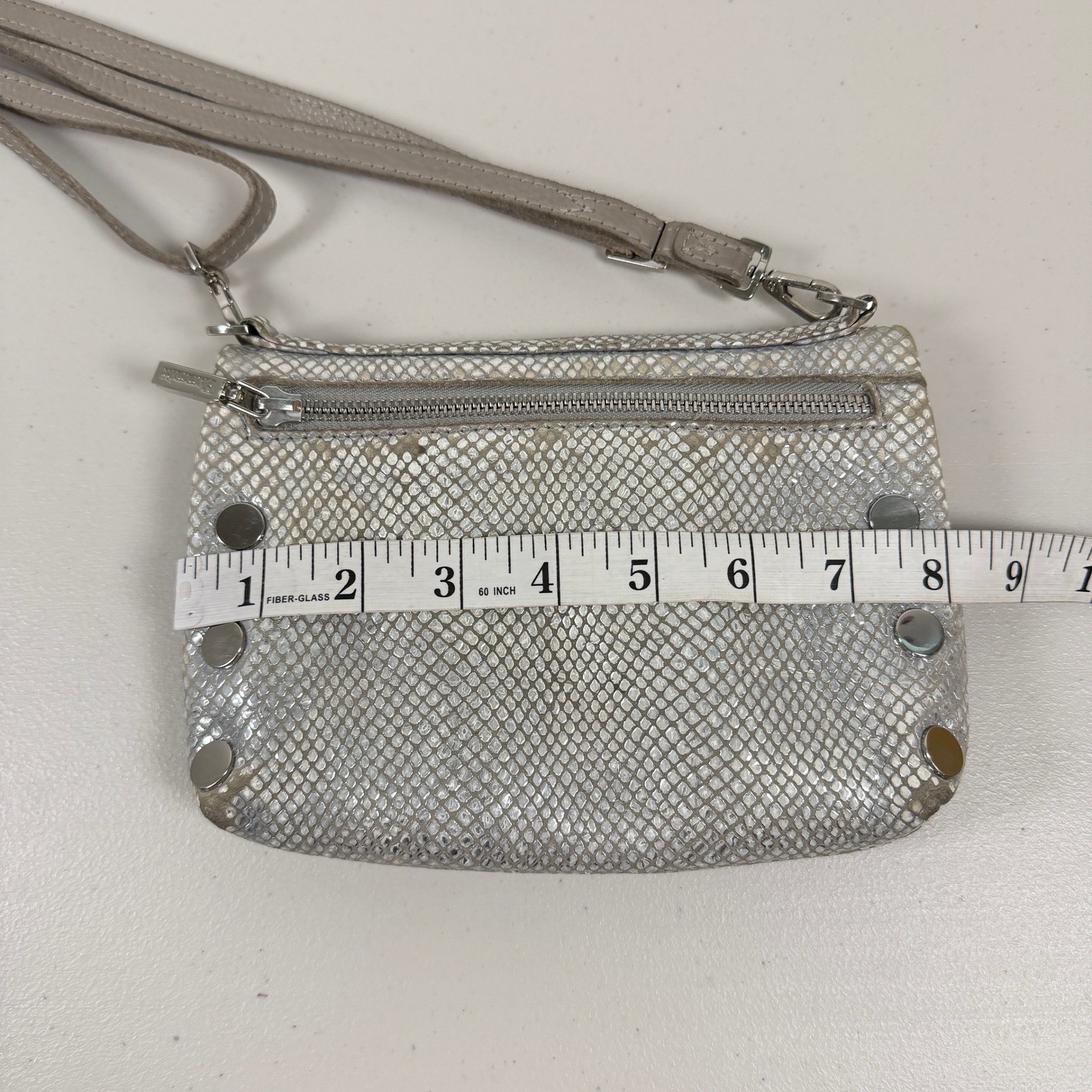 Hammitt Crossbody Bag Silver Python Embossed Leat… - image 12