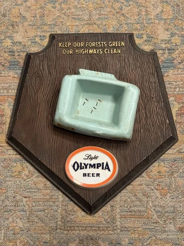 Vintage Olympia Beer Plaque For Mounted Salmon Wall Sign Advertisement