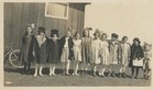 School Girls Group Portrait Bows Dresses Rural America Antique Photo 1910s