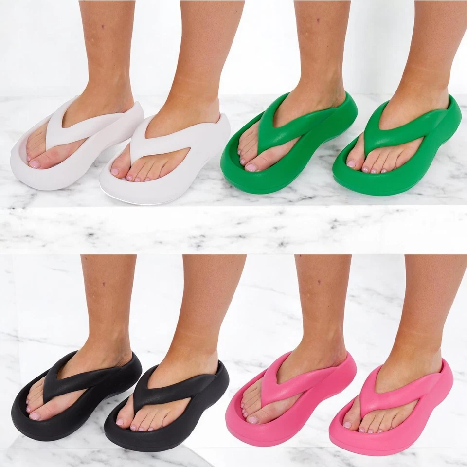 CORE COLLECTION Women's Flip Flops Arch Support Comfort Beach Platform Sandals for Lightweight
