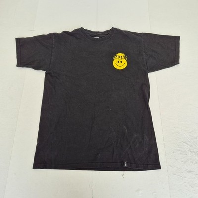 Huf T-Shirt Medium Schwarz Herren 100% Baumwolle Kurzarm Grafikdruck Logo