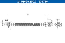ATE BREMSSCHLAUCH HINTERACHSE passend für PORSCHE 911 | 24.5205-0250.3