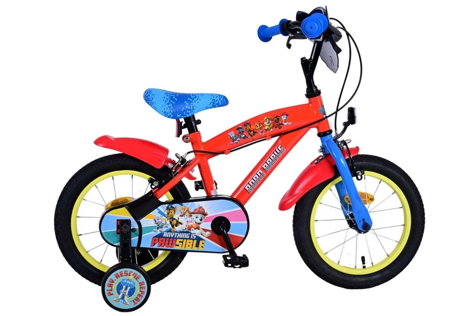 Volare Paw Patrol Kinderfahrrad - Jungen - 14 Zoll - Blau - Zwei handbremsen