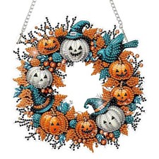 Halloween Diamond Art Hanging Pendant, 5D Pumpkin Diamond Art Painting Qsq001