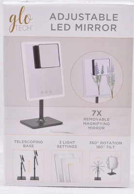 GloTech Adjustable Calypso LED Mirror White - New Open Box