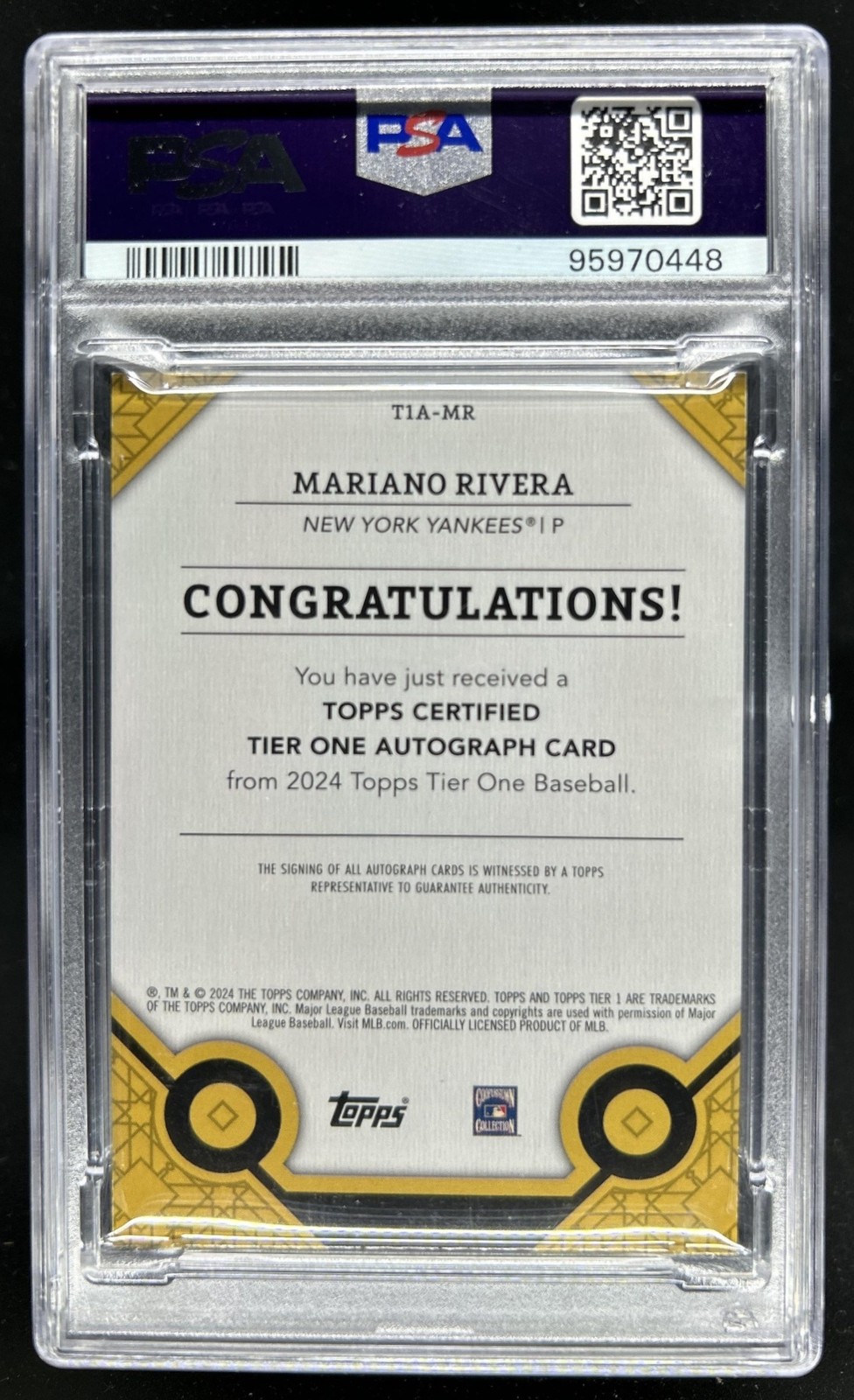 2024 Topps Tier One Mariano Rivera Auto Autograph #/49 Yankees PSA 9 10 view 2