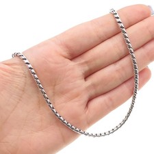 925 Sterling Silver Vintage Round Box Chain Necklace 18"