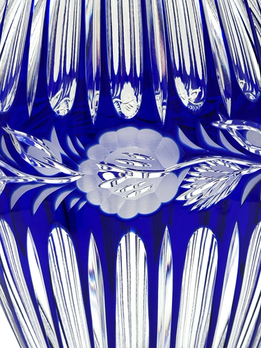 Vintage Cut To Clear COBALT BLUE VASE CRYSTAL 10.5" Beautiful Heavy Vase - Picture 9 of 14