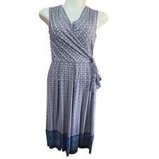 Blue Print Sleeveless V Neck Jumpsuit Size Medium