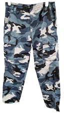 Army Style Cargo Pants 36 W x 31L Blue Multi Utility Combat Women Casual