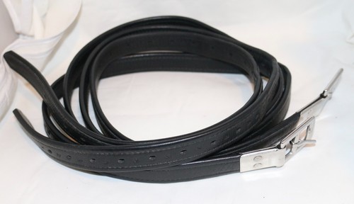 Prestige Calfskin Nonstretch 63” Black Stirrup Leathers 160 cm Made in Italy
