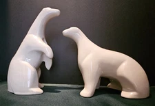 VTG Jaru Pottery Set of 2 White Polar Bears Ceramic Figurines