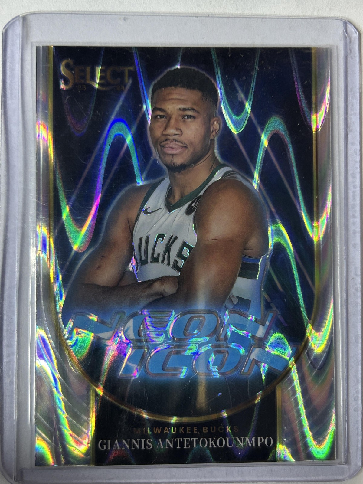 2023-24 Panini Select #1 Giannis Antetokounmpo Neon Icon Tectonic Prizms