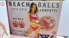 POZA Inflatable Beach Confetti Balls Set of 2 16" Rose Gold Pool Float