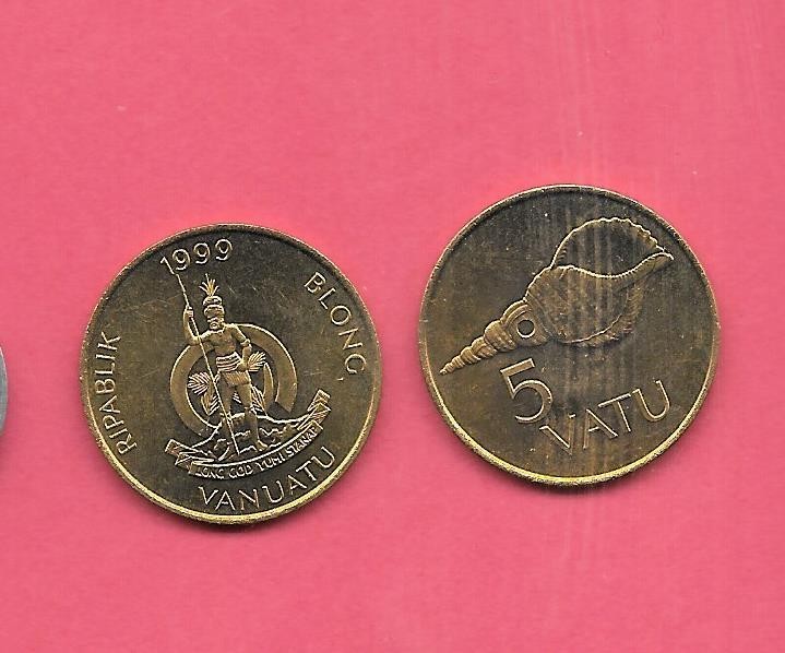 VANUATU KM5 1999 UNCIRCULATED-BU MINT0UNC 5 VATU OLD VINTAGE SHELL COIN