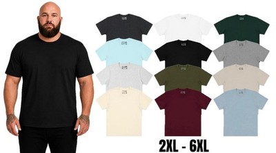 Herren Übergröße Uni T-Shirt 100% Baumwolle Multipack Rundhalsausschnitt T-Shirts 2XL-6XL