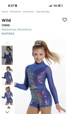 Weissman Showtime 17890 Wild Dance Costume Size LC child Blue Long Sleeve