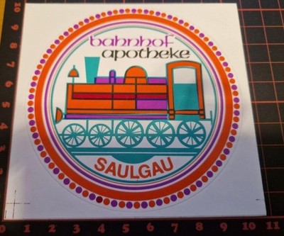 Aufkleber '' Bahnhof Apotheke Saulgau '' Unbenutzt