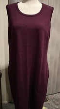 32 Degrees Cool Sz L Purple Burgundy Sleeveless Sweatshirt Dress Pockets Womens