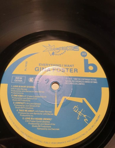 GINA FOSTER - Everything I want - 1990 German 10-track Vinyl LP - Picture 4 of 6