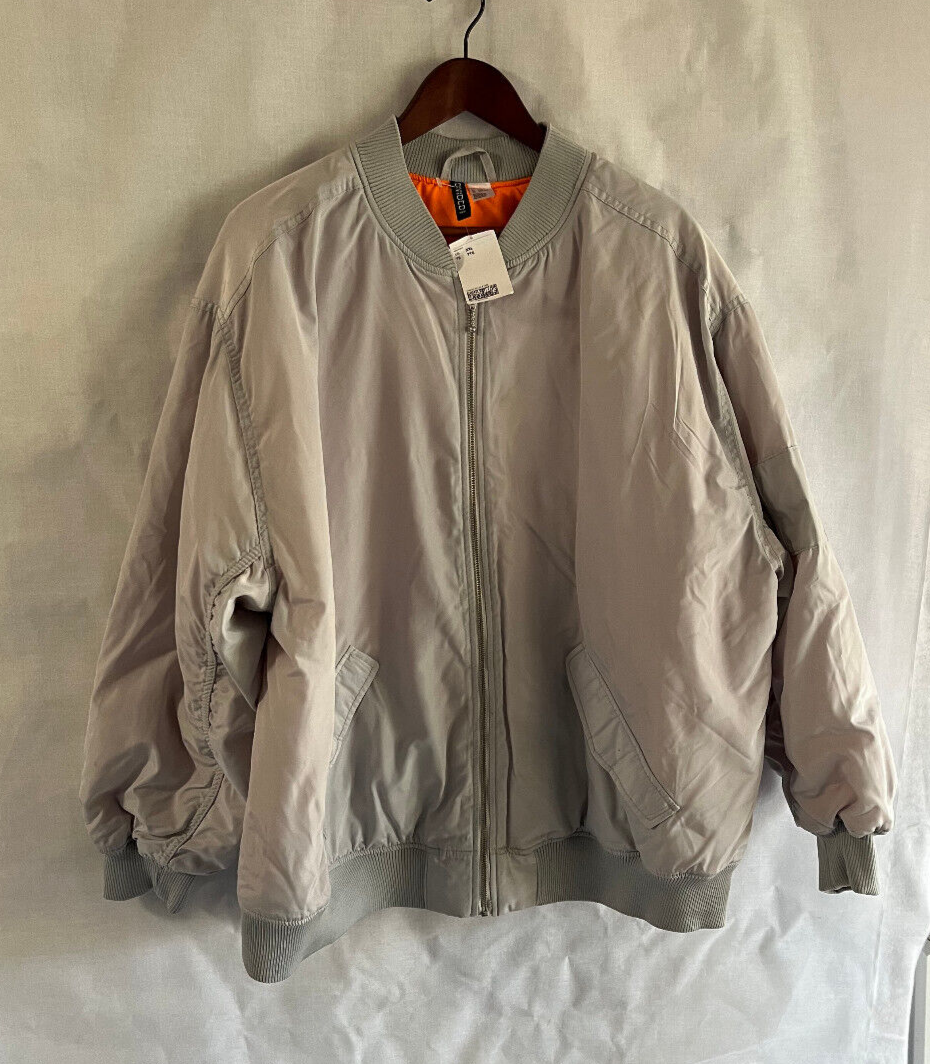 NWT H&M DIVIDED oversized bomber jacket XXL light grey | eBay