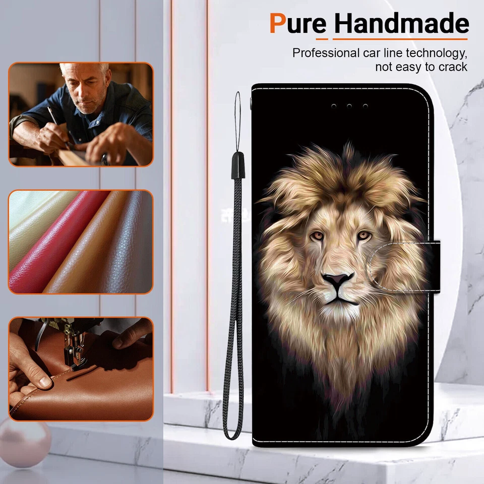 Butterfly Flower Cat Lion Bear Wallet Cover Case For Google Pixel 5 6 Pro 4A 5A - Image 2 of 4