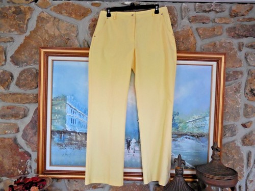 New Soft Works Petite Yellow Pants Sz 8 Light Weight Cotton Poly Blend Sunny - Picture 4 of 7