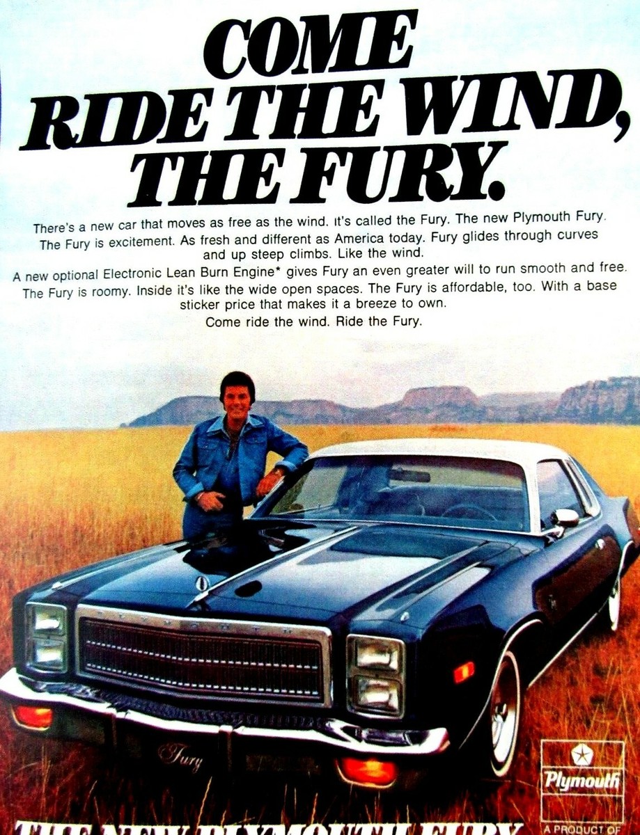【ビンテージ】fartco loveearart 70’s Plymouth 1977 Plymouth Fury Vintage Ride The Wind Original Print Ad