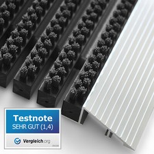 Fußmatte PRO Alu Rahmen Schwarz für außen + innen  & Größen Profi Brush