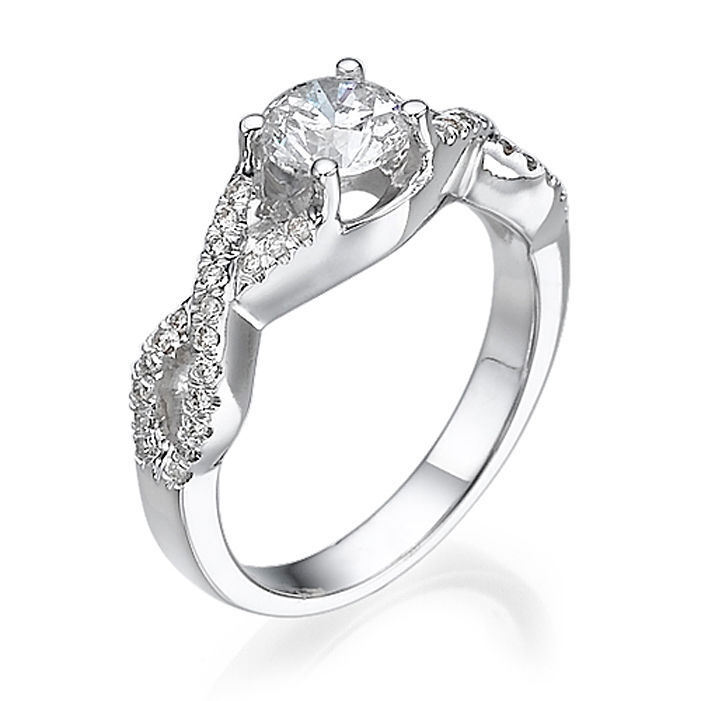 Bague Fiançailles Diamant 1 Carat Naturel F/SI1 - Or Blanc 14 Carats - Solitaire - Neuf