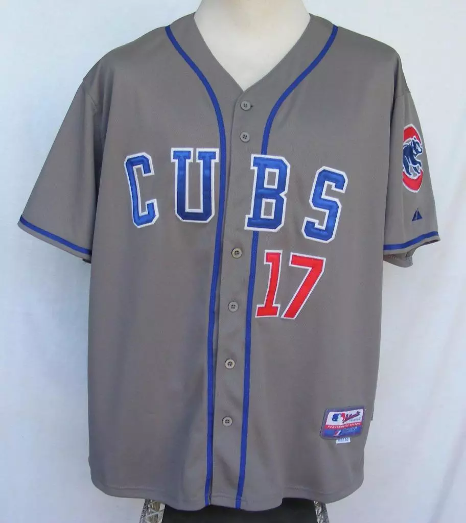 Men's Majestic Chicago Cubs #17 Kris Bryant Authentic Blue/White