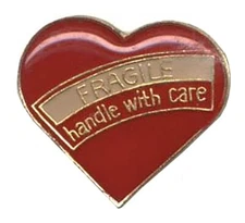 Pack of 24 Fragile Handle With Care Heart Motorcycle Hat Cap Lapel Pin HP209A