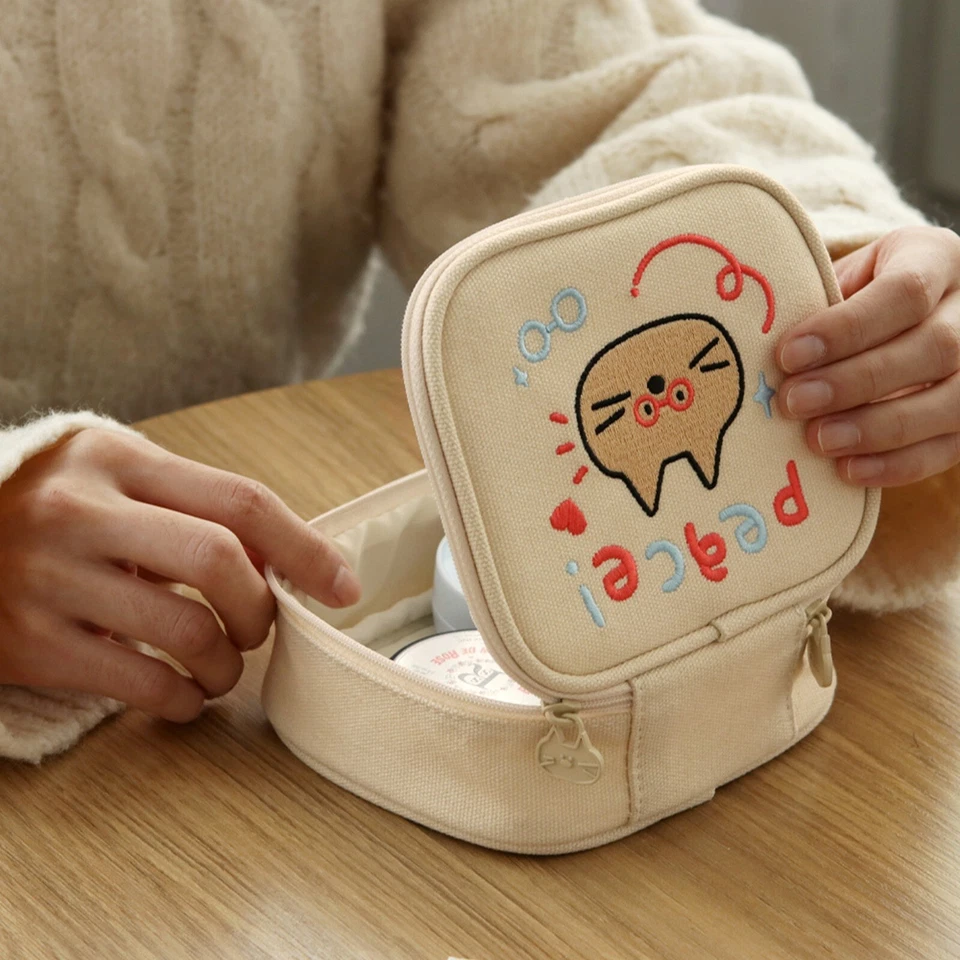 ICÓNICA Mini Bolsa de Maquillaje Bolsa de Cosméticos Coreana Organizador de Viaje con Lindo Bordado Foto 3 de 4